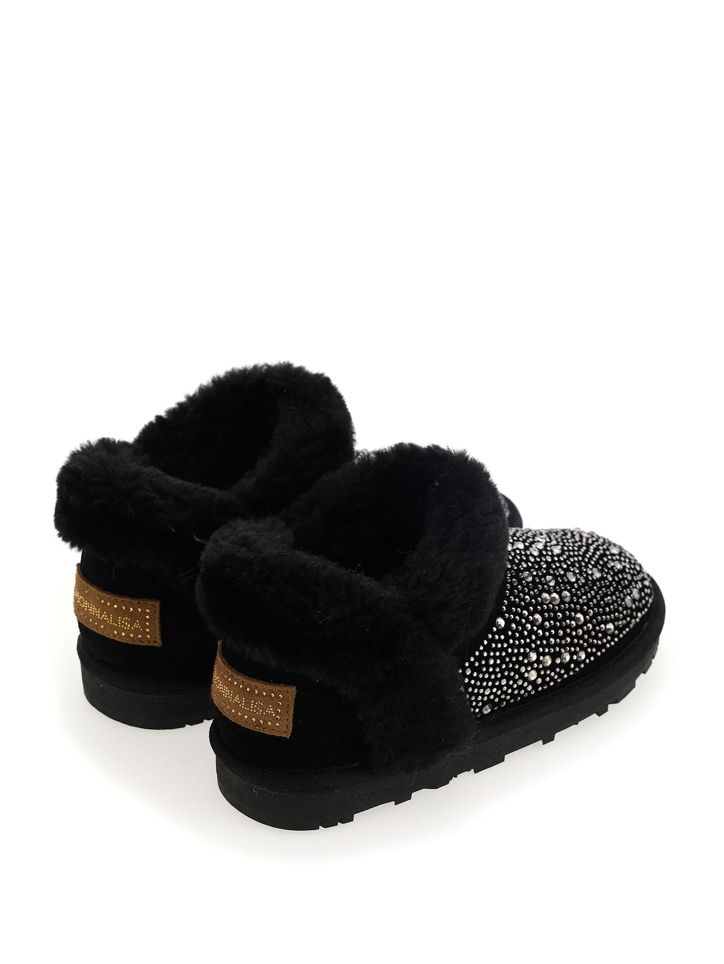 Stivaletti bassi pelle crosta strass