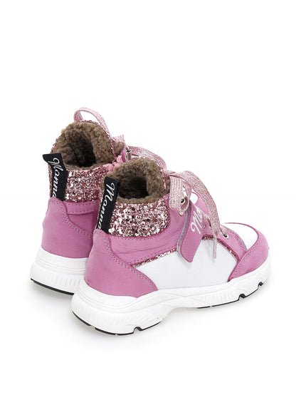 High-top nubuck glitter sneakers