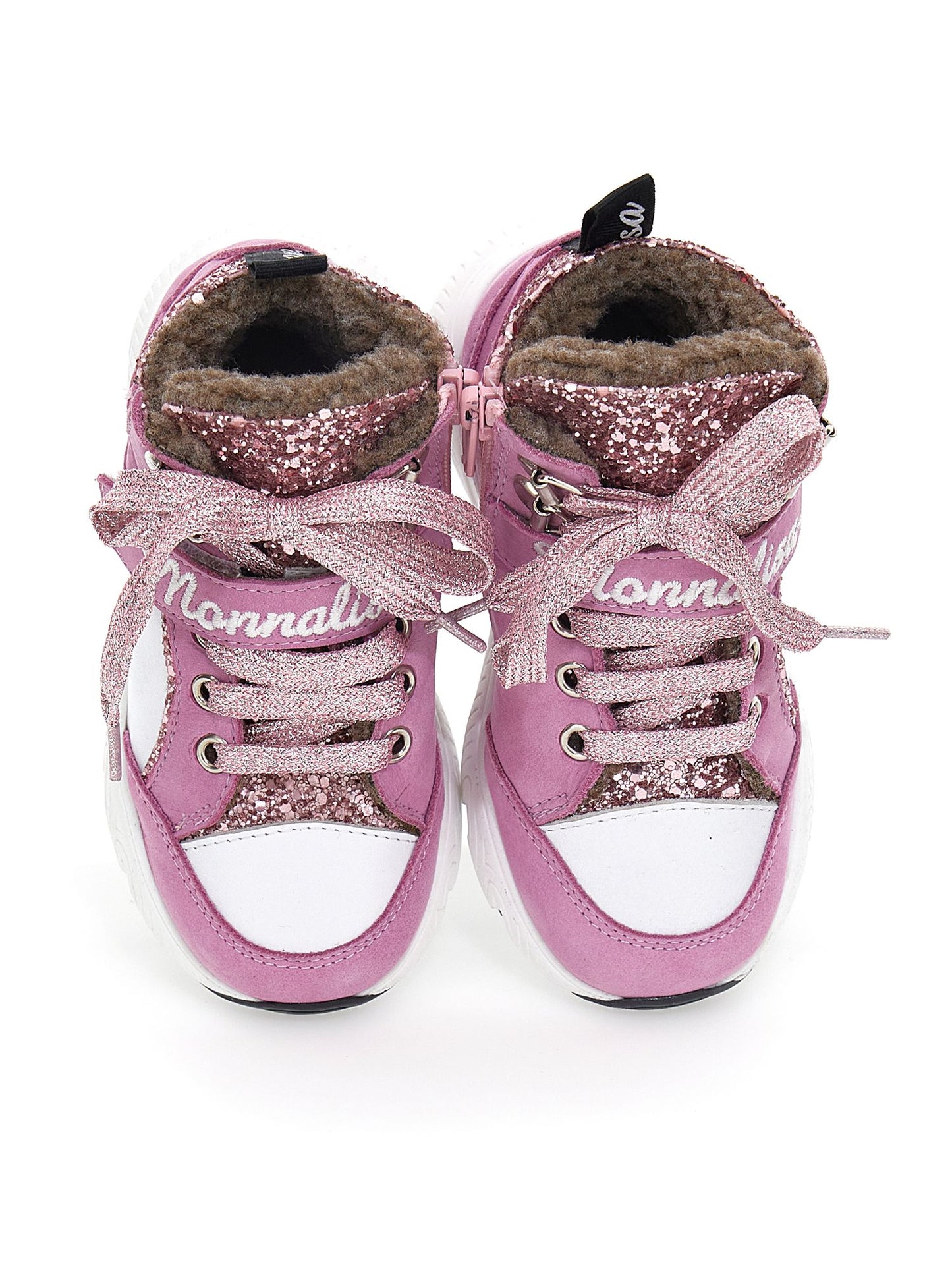 High-top nubuck glitter sneakers