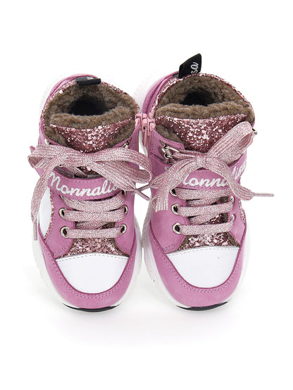 High-top nubuck glitter sneakers