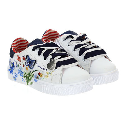 Glitter sneakers with butterflies and flowers