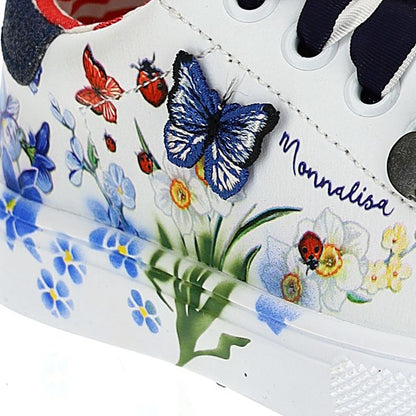 Glitter sneakers with butterflies and flowers