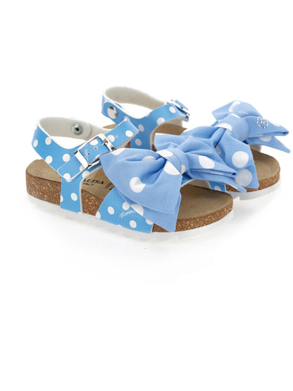 Sandals coated fabric with cork polka dots