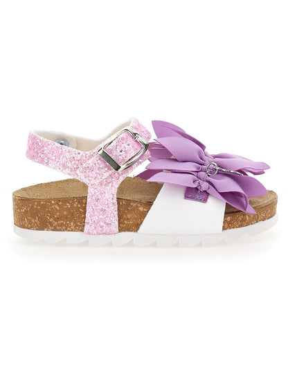 Sandali glitter con fiori