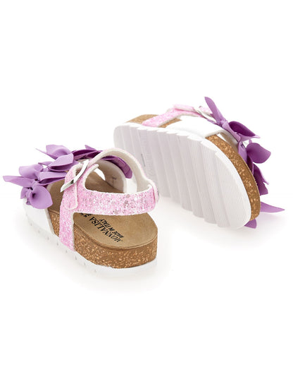 Sandali glitter con fiori