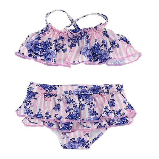 Bikini with ruffles and flowers