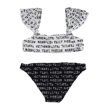 Lycra bikini for girls, contrasting lettering print