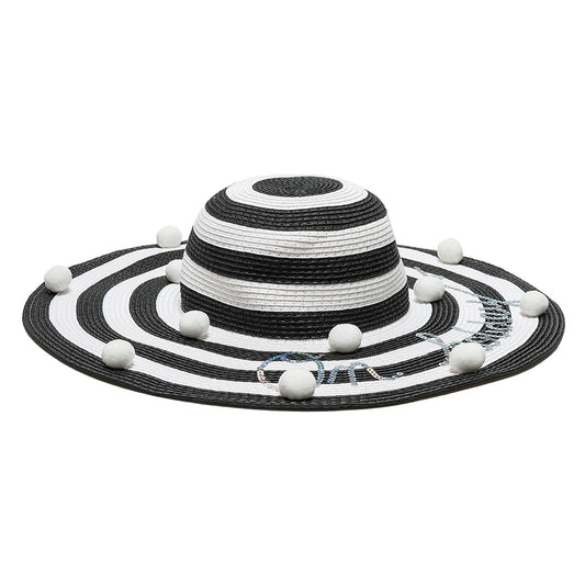 Cappello paglia pompon