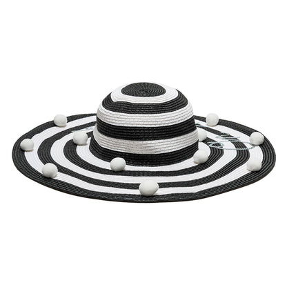 Pom pom straw hat