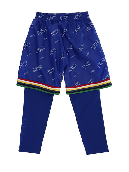 Printed technical fabric shorts with leggings