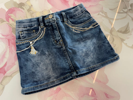 Minigonna jeans ricamata