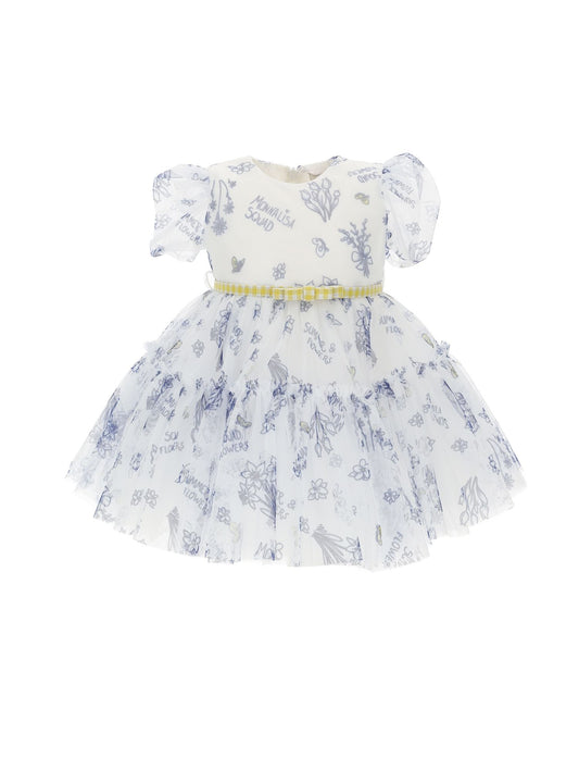 Abito tulle fiori con cinturetta