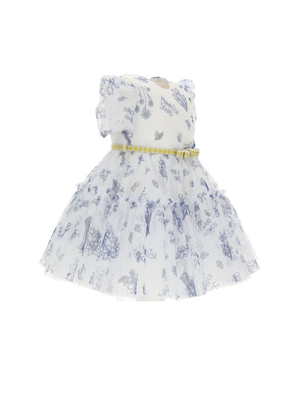 Abito tulle fiori con cinturetta