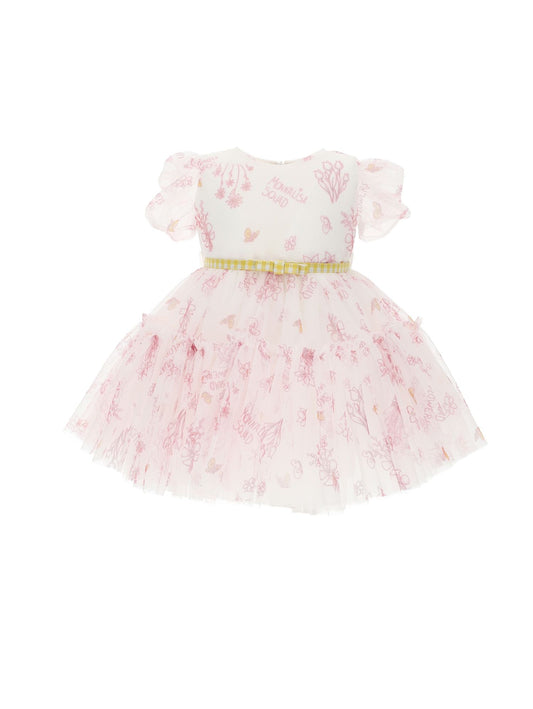 Abito tulle fiori con cinturetta