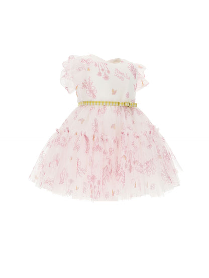 Abito tulle fiori con cinturetta